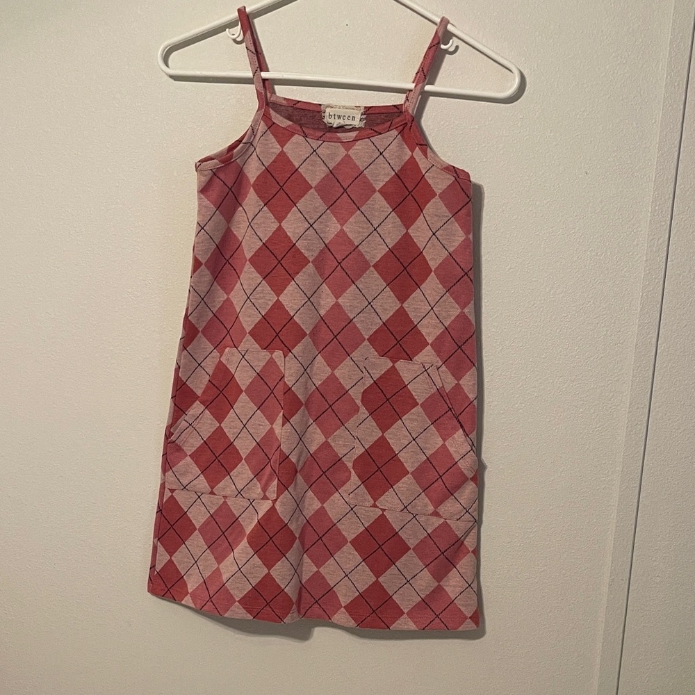 btween Red and Pink Argyle Casual Dress